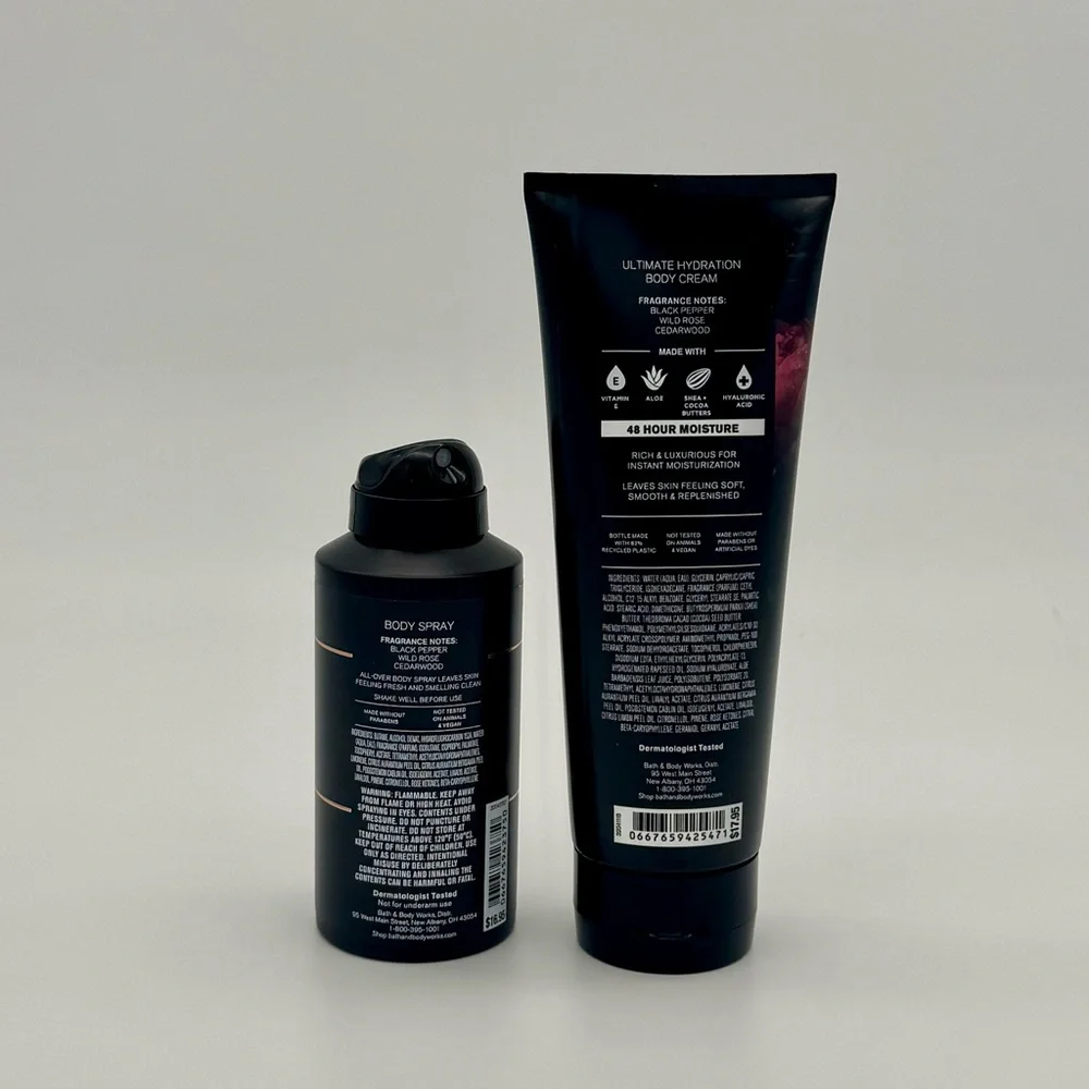 Bath & Body Works Nocturnal Rose Men’s Body Cream & Spray NWT